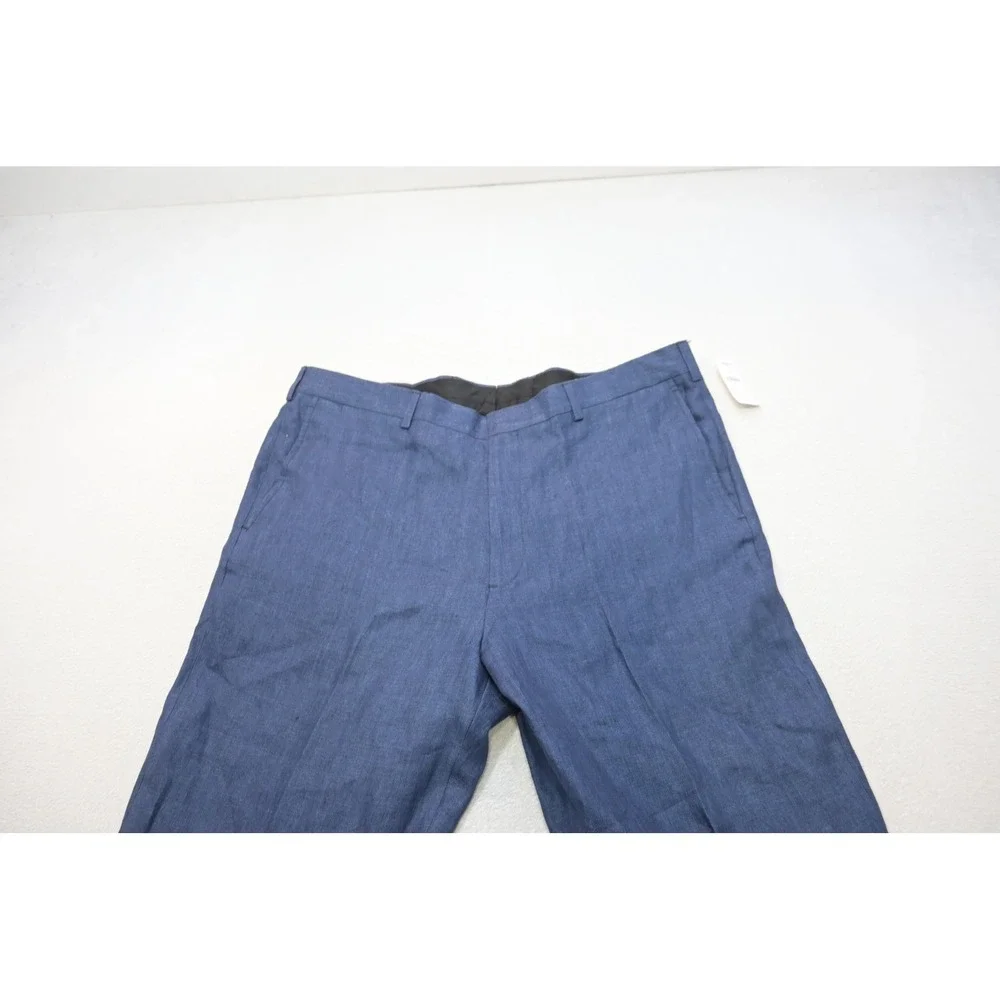 Brooks Brothers Dress Pants Men 40 Blue Solbiati Linen Madison Herringbone NEW